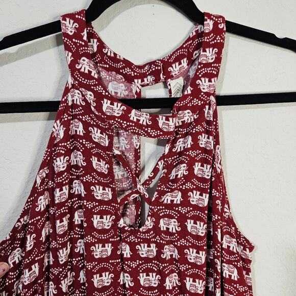 Pink Rose, red and white elephant print sleeveless romper size large - Picture 3 of 6